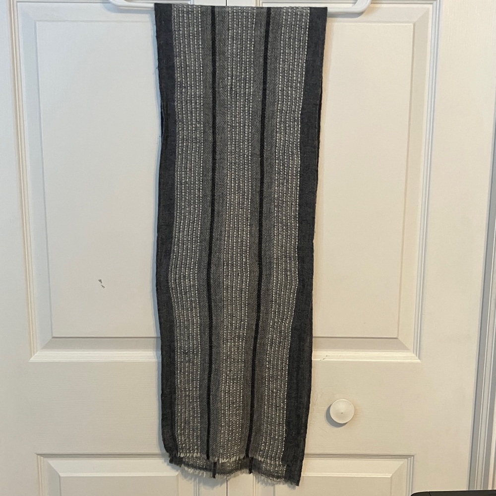 Gray and Black Striped Scarf